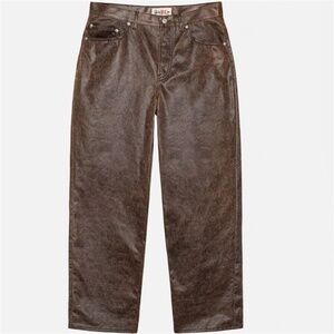 NWT - STUSSY Big Ol Coated Cotton Jeans Size 32 Men's Dark Brown